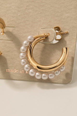 Pearl Beaded Hoop Earrings