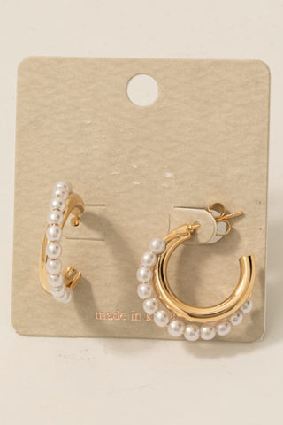 Pearl Beaded Hoop Earrings