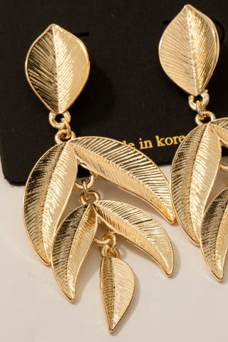 Metallic Leaves Dangle Earrings