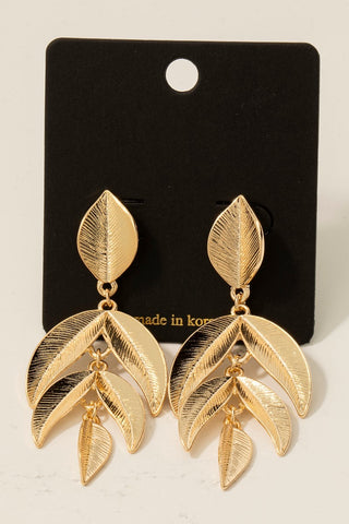 Metallic Leaves Dangle Earrings