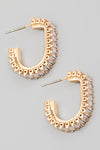 Baguette Oval Hoop Gold Earrings