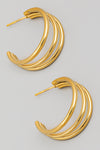 Three Line Hoop Earrings in Gold RT