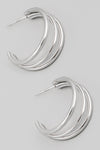 Three Line Hoop Earrings in Silver RT