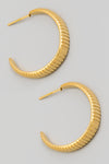 Ribbed Texture Hoop Earrings