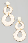 Straw Wrapped Circle Drop Earrings in Ivory