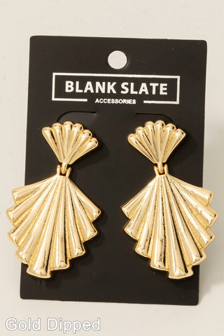 Ruffled Metallic Fan Dangle Earrings