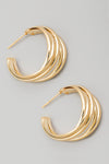 Layered Metallic Hoop Gold Earrings