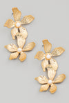 Metallic Flower Drop Earrings