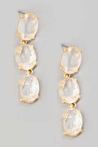 Triple Faceted Gem Dangle Earrings