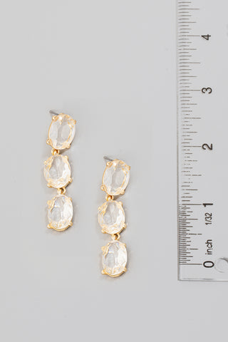 Triple Faceted Gem Dangle Earrings