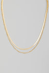 Double Layered Herringbone Chain Link Necklace