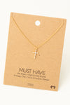 CZ Cross Pendant Necklace- Gold