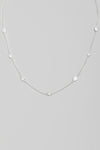 Tear Drop Stud Station Chain Necklace in Silver