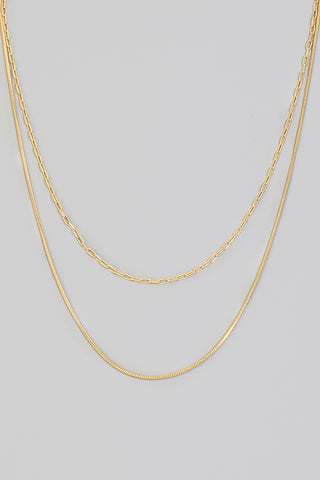 Metallic Box Chain Necklace Silver