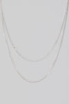 Double Dainty Chain Layered Necklace in Silver