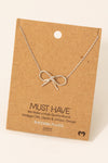 Gold Dipped Bow Tie Pendant Necklace in Silver