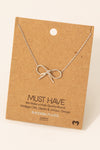 Gold Dipped Bow Tie Pendant Necklace Silver