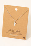 Gold Dipped Cross Shell Pendant Necklace in Silver