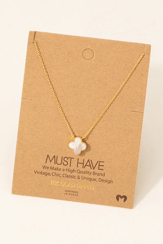 Mother Of Pearl Clover Necklace in Gold