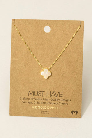 Mother Of Pearl Clover Necklace in Gold