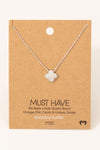 Gold Dipped Mother Of Pearl Clover Pendant Necklace Silver