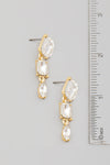 Rhinestone Chain Drop Hook Gold Earrings