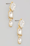 Rhinestone Chain Drop Hook Gold Earrings