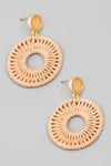 Thread Wrapped Hoop Drop Earrings -Brown