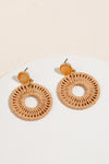 Thread Wrapped Hoop Drop Earrings -Brown