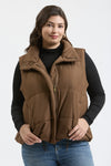 Zara Puffer Vest in Brown +