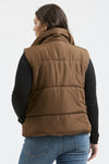 Zara Puffer Vest in Brown +