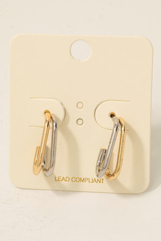 Silver Gold Oval Earrings