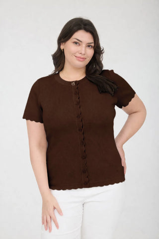 Megan Cardigan Top in Brown +