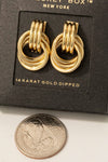 Gold Dipped Secret Box Layered Circle Drop Earrings