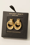 Gold Dipped Secret Box Layered Circle Drop Earrings