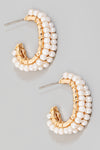 Layered Pearl Beads Hoop Earrings