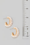 Layered Pearl Beads Hoop Earrings