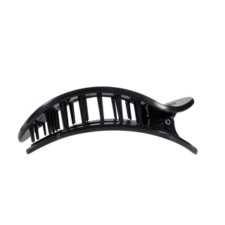 Flat Round Large Hair Clip in Black Polka Dot