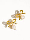 Aleah 18K Gold Plated Bow Pearl Earring