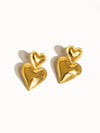 Tove 18K Gold Plated Layered Heart Earring