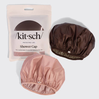 Shower Cap Set in Terracotta & Brown