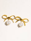 Alice Bow Dangle Pearl Earring - 18K Gold Plated