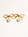 Alice Bow Dangle Pearl Earring - 18K Gold Plated