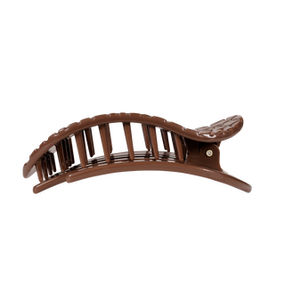 Crocodile Flat Round Large Hair Clip in Brown