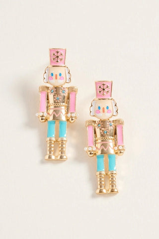 Pink Snowflake Nutcracker Earrings