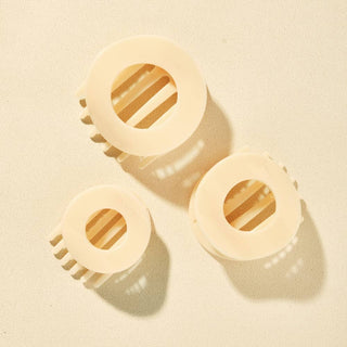 Flat Circle Large Hair Clip in Almond Beige