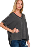 Amelia Rib Short Sleeve in Charcoal