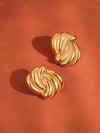 Ashton Wavy Rectangular Studs - 18K Gold Plated