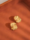 Ashton Wavy Rectangular Studs - 18K Gold Plated