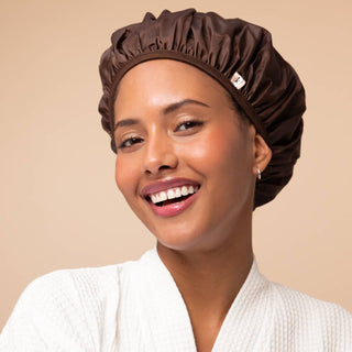 Shower Cap Set in Terracotta & Brown